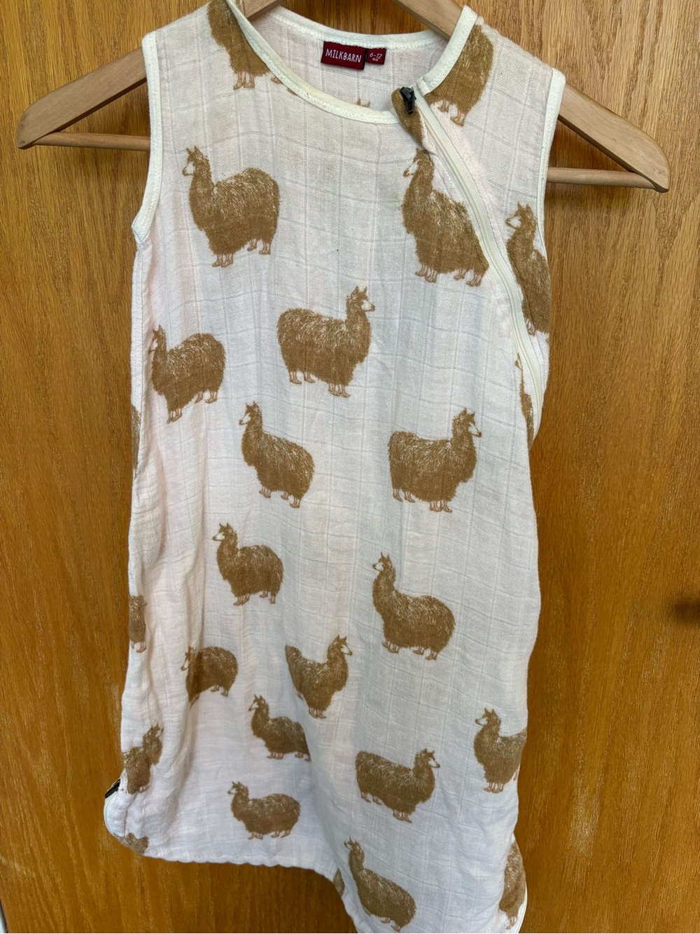 Milkbarn Cream and Tan Llama Muslin Sleep Sack
